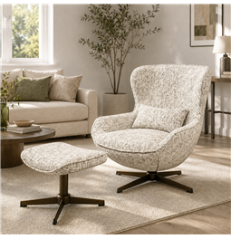 Armchair Saronna 7 with bench, rotatable 360 degrees, grey/bronze color, H90x76x87.5cm, seat height 44cm