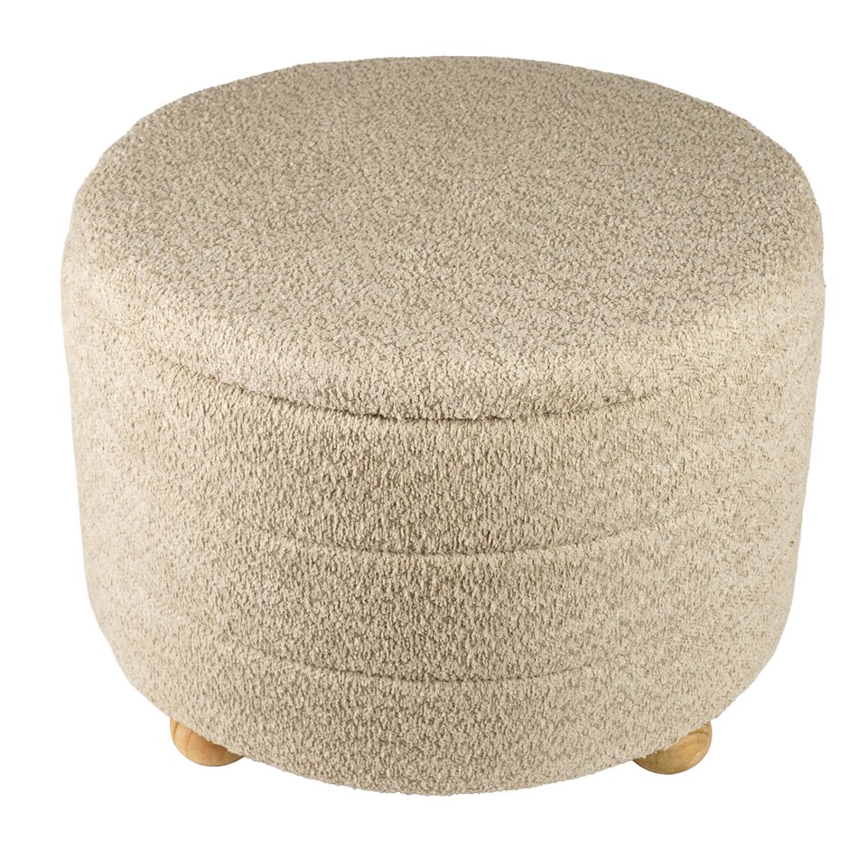 Pouf with storage Faberro L, beige, H43cm, D62cm