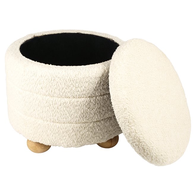Pouf with storage Faberro S, cream, H33cm, D38cm