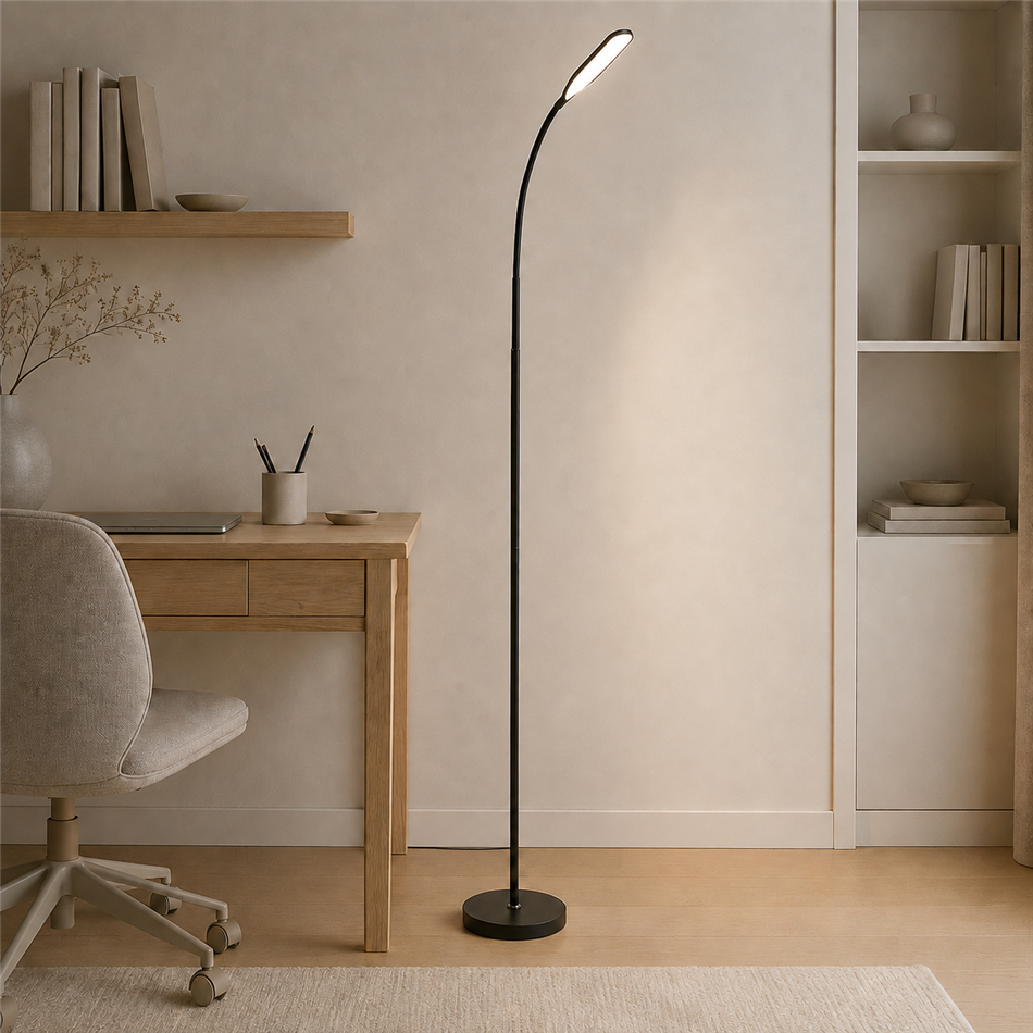 Floor lamp Monor, black, H145x20x4.7cm, LED 7W, 3000K, 590lm