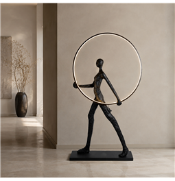 Floor lamp Haiger, black/white, H180x105x20cm, LED 62W, 3000K