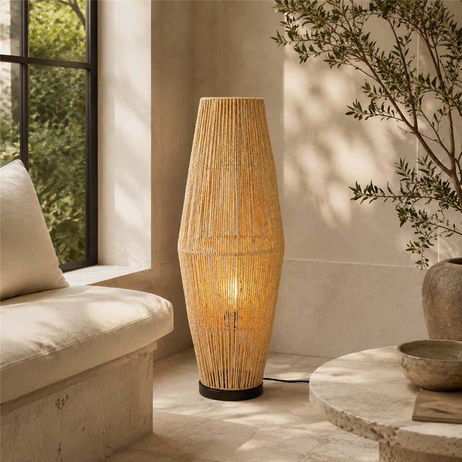 Floor lamp Aissa, beige, H83cm D30cm, E27 40W(MAX)