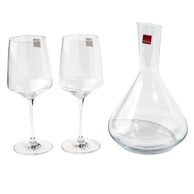 Set Vista, decanter 1600ml, H25cm, D16.4cm, with 2 wine glasses 520ml, H22.5cm, D8.8cm