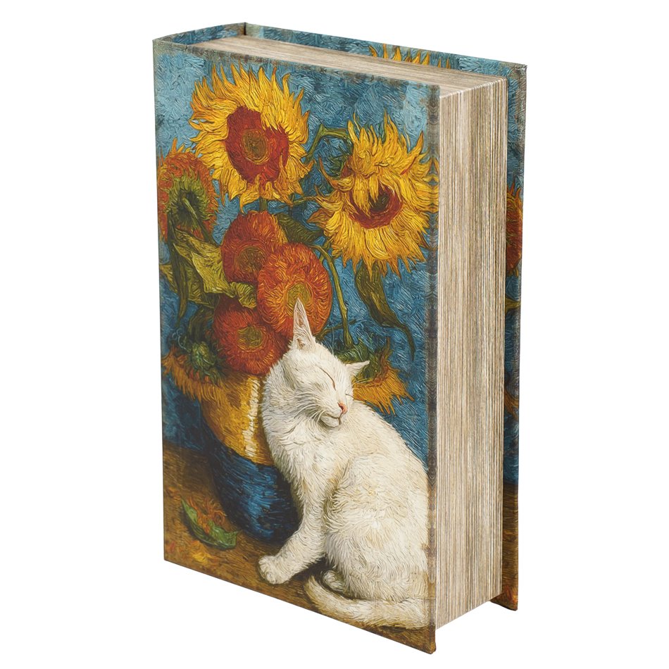 Book box Sunflower and Cat L, 27x18x7cm