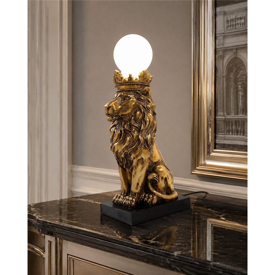 Настольная лампа Lion, черный/золотой цвет, H42.5x21x14cm, E27 40W(MAX)