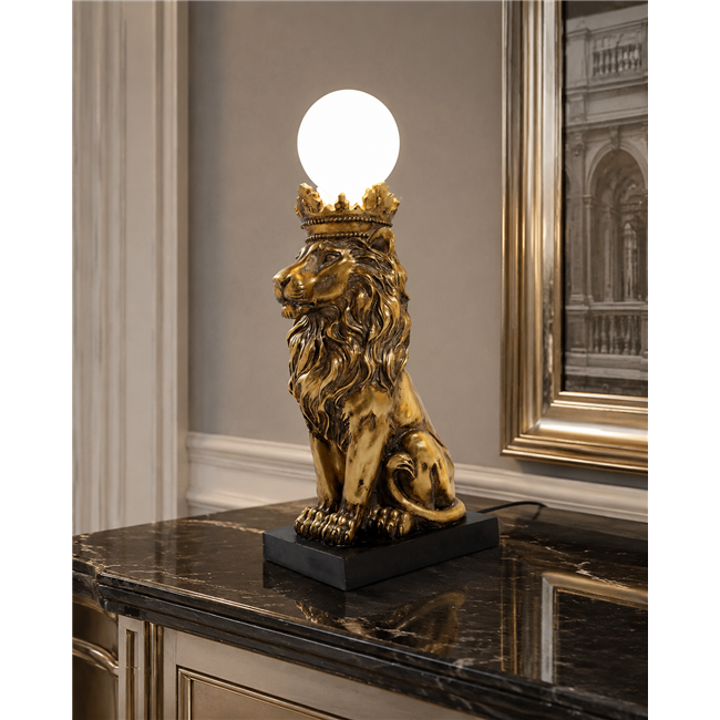 Настольная лампа Lion, черный/золотой цвет, H42.5x21x14cm, E27 40W(MAX)