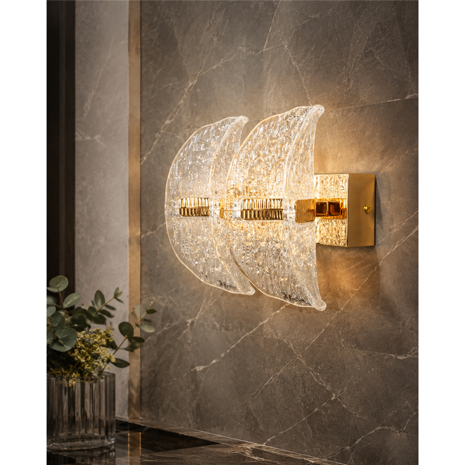 Настенный светильник Snarteno, прозрачный/золотой цвет, H20x24cm, LED 30W, 3000K/4000K/6000K, 1890lm