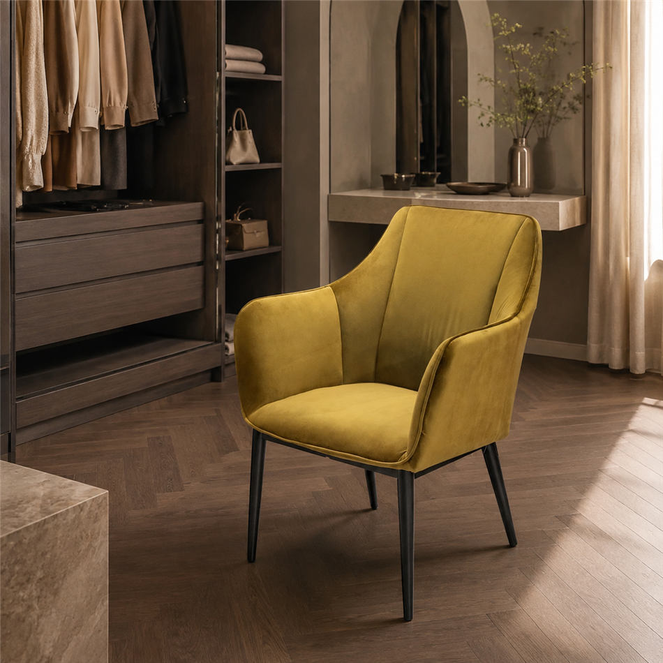 Leisure chair Sabara, mustard, H84x64x60cm, seat height 42cm