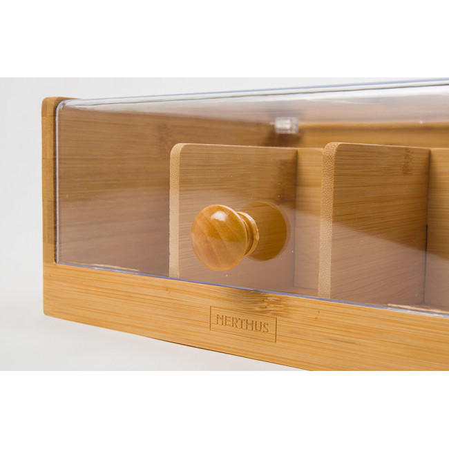 Tea box with 6 spaces, 21.5x21x10cm