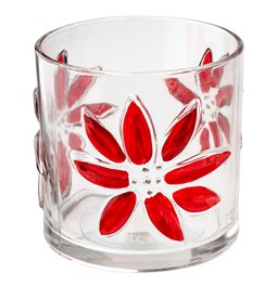 Candle stick CHRISTMAS SHINE red, glass, H15cm, D15cm