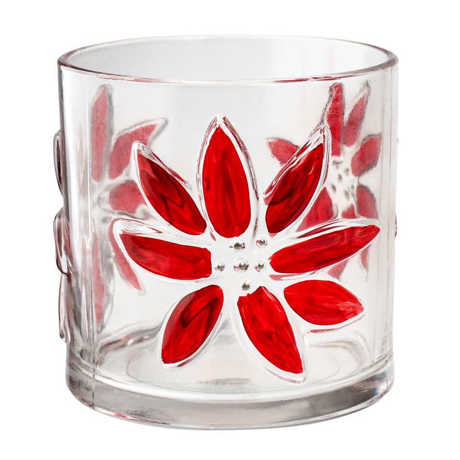 Candle stick CHRISTMAS SHINE red, glass, H15cm, D15cm