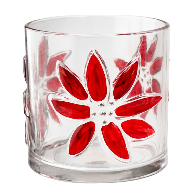 Candle stick CHRISTMAS SHINE red, glass, H15cm, D15cm