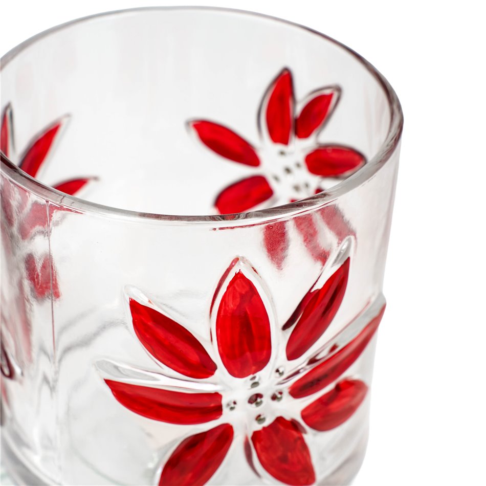 Candle stick CHRISTMAS SHINE red, glass, H15cm, D15cm