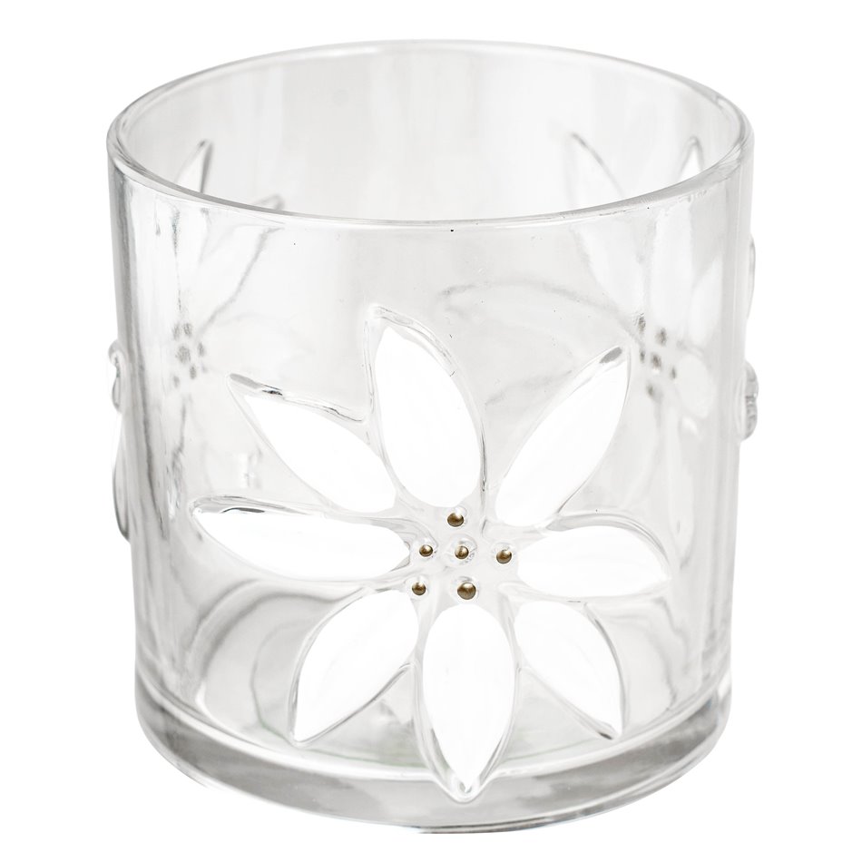 Candles stick CHRISTMAS SHINE white, glass, H15cm, D15cm