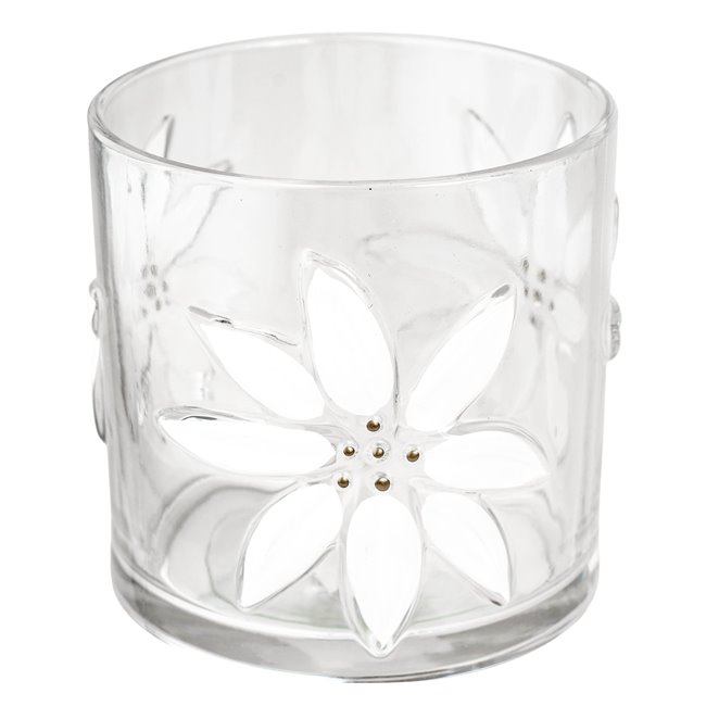Candles stick CHRISTMAS SHINE white, glass, H15cm, D15cm