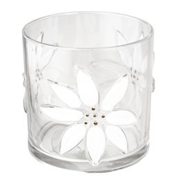 Candles stick CHRISTMAS SHINE white, glass, H15cm, D15cm