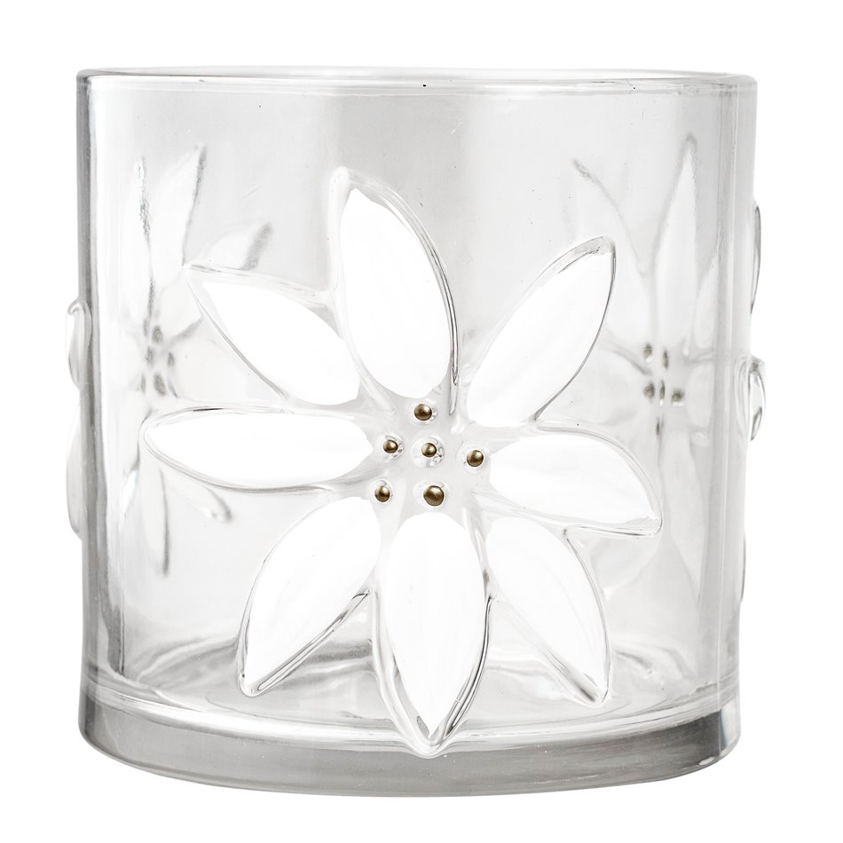 Candles stick CHRISTMAS SHINE white, glass, H15cm, D15cm