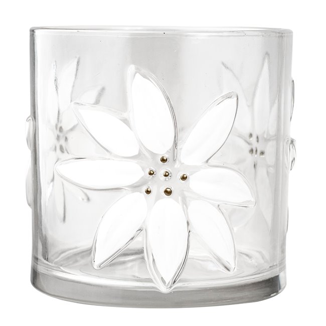 Candles stick CHRISTMAS SHINE white, glass, H15cm, D15cm