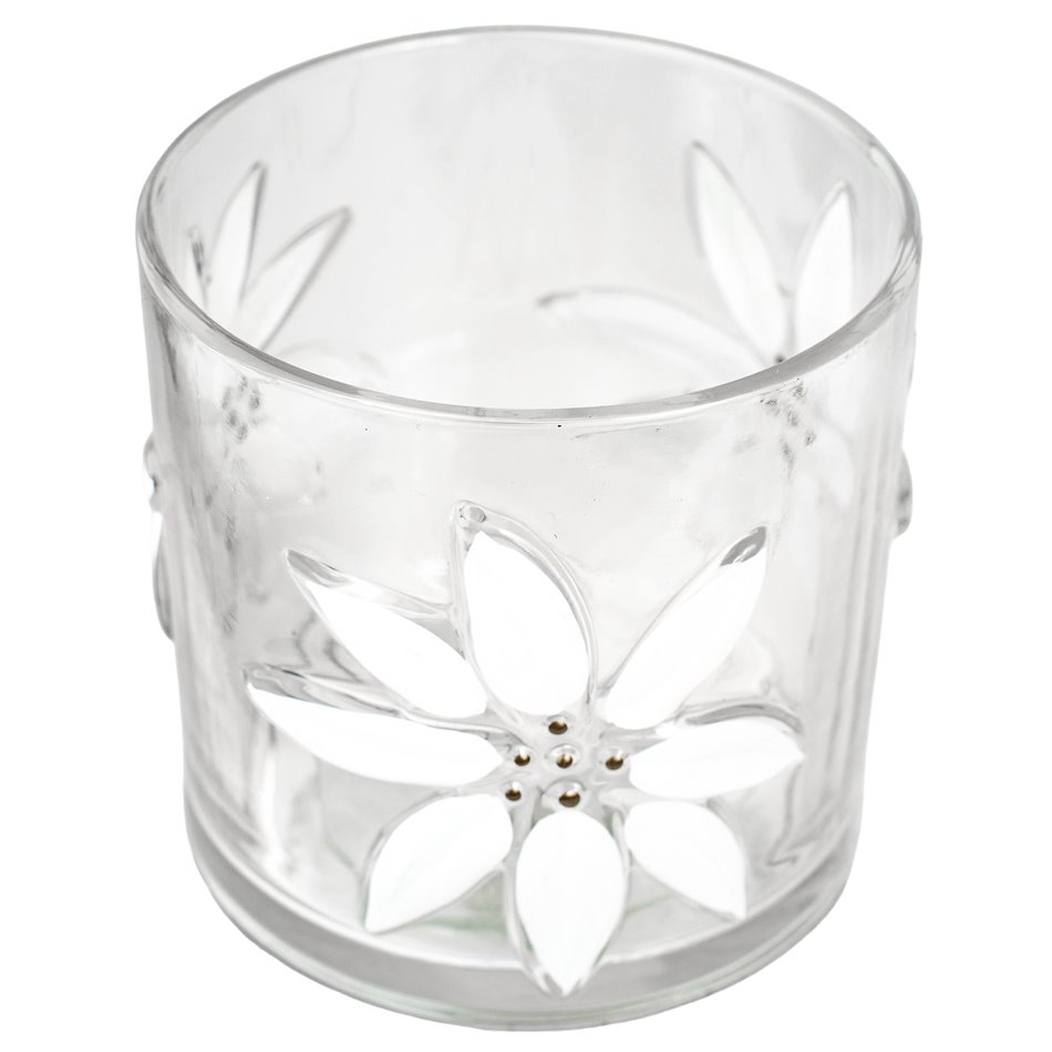 Candles stick CHRISTMAS SHINE white, glass, H15cm, D15cm