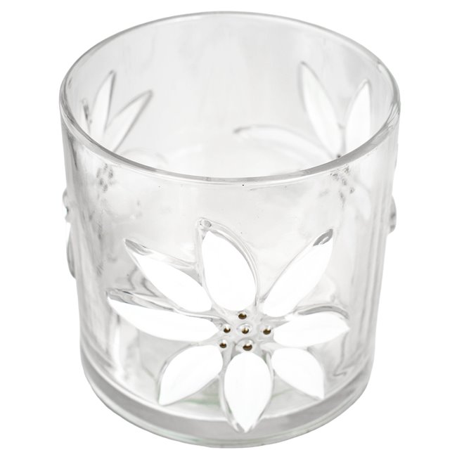 Candles stick CHRISTMAS SHINE white, glass, H15cm, D15cm