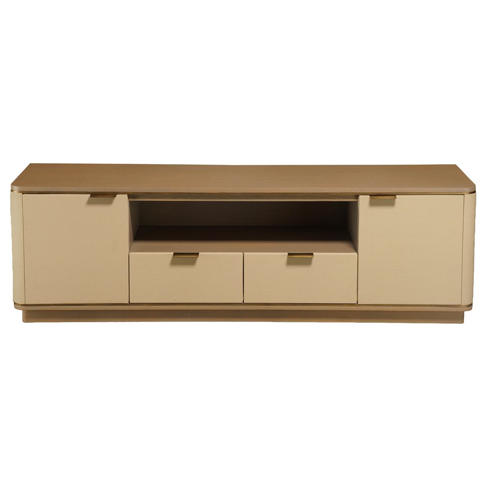 ТВ столик Recanti, MDF/дубовый шпон/экокожа/металл, H55x180x45cm