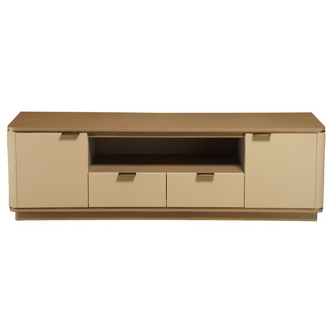 ТВ столик Recanti, MDF/дубовый шпон/экокожа/металл, H55x180x45cm
