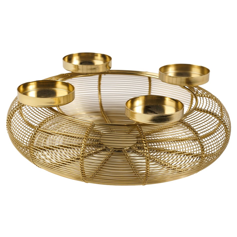 Candle holder Ringvi, metal, gold color, H10.5cm, D31.5cm