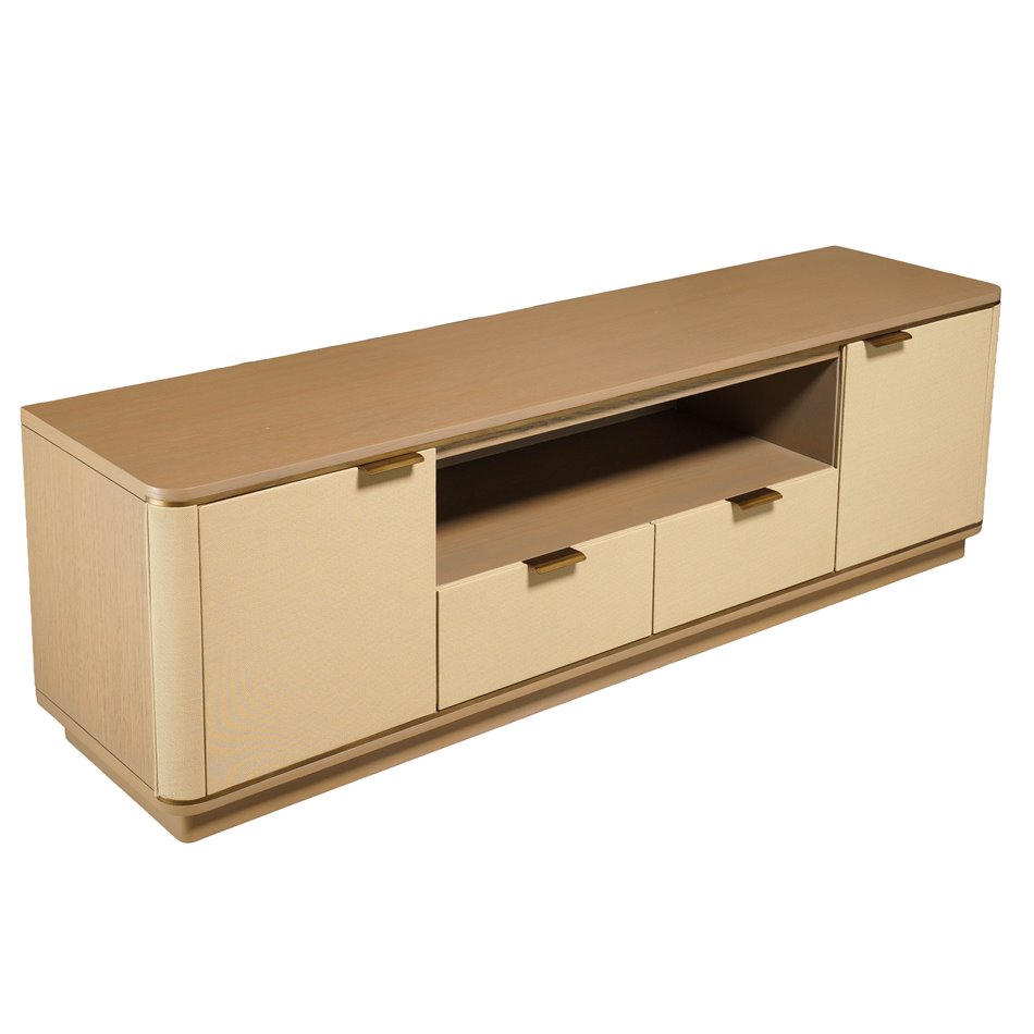 ТВ столик Recanti, MDF/дубовый шпон/экокожа/металл, H55x180x45cm