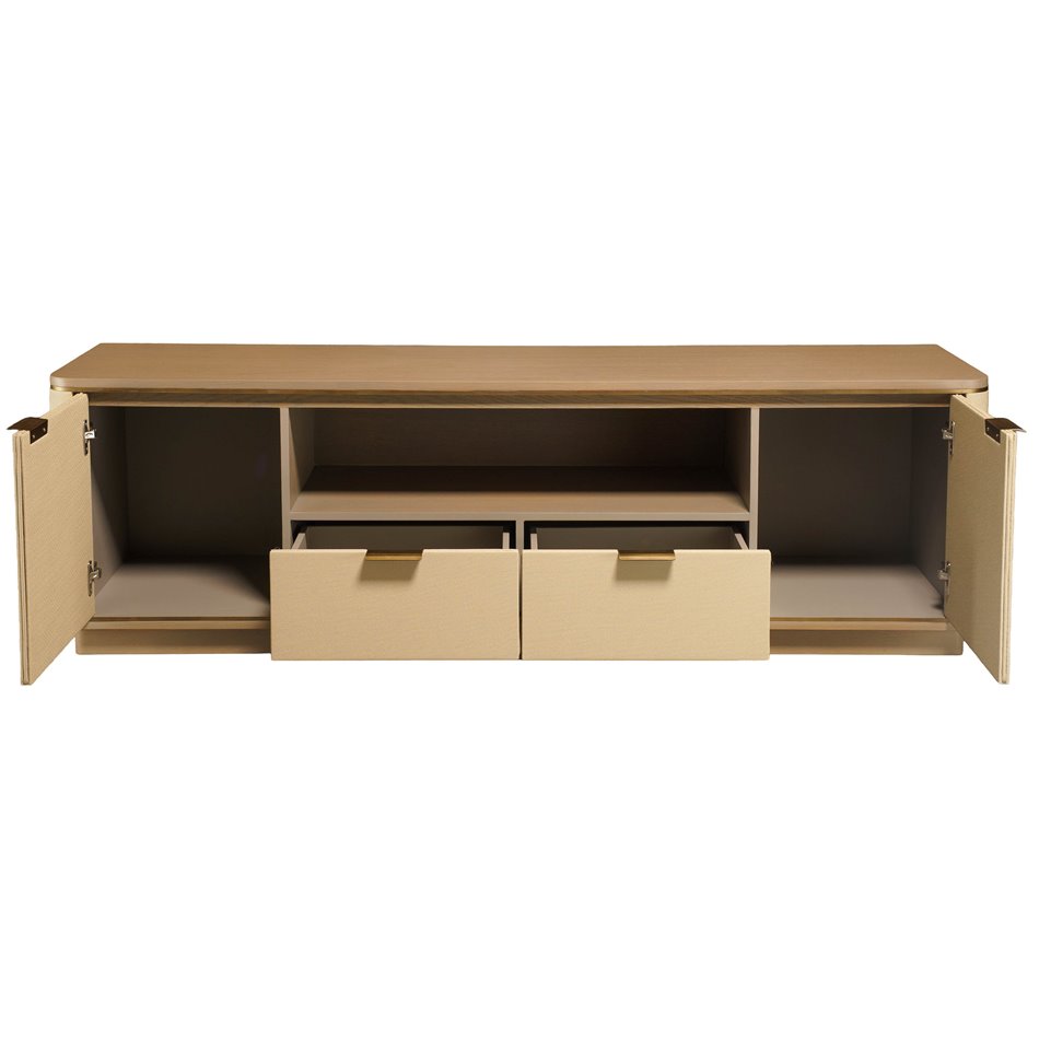 ТВ столик Recanti, MDF/дубовый шпон/экокожа/металл, H55x180x45cm