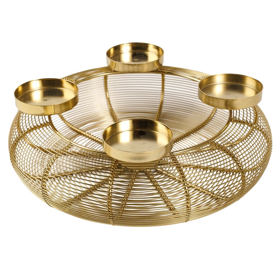 Candle holder Ringvi, metal, gold color, H10.5cm, D31.5cm