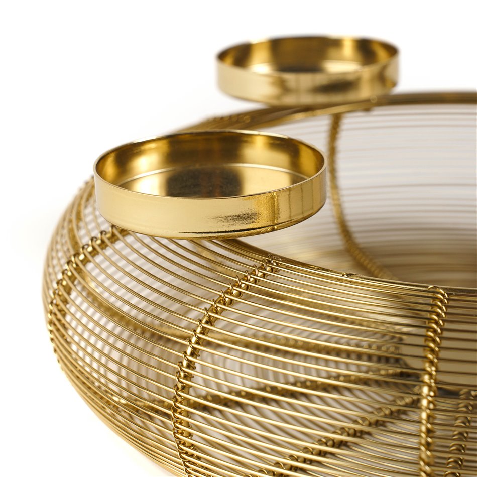 Candle holder Ringvi, metal, gold color, H10.5cm, D31.5cm