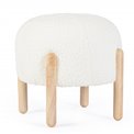 Pouf DAYLA WHITE, white with wooden legs, H38cm, D45cm