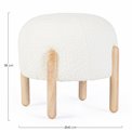 Pouf DAYLA WHITE, white with wooden legs, H38cm, D45cm