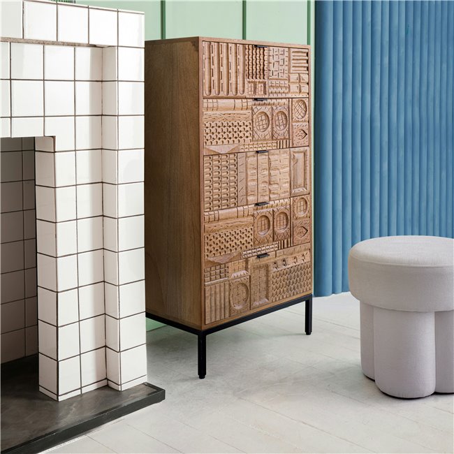 Pouf GLENDA WHITE, cream-colored, H43x42x42cm