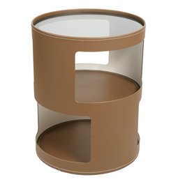 Приставной столик Jakobs, прозрачный/коричневый, сталь/закаленное стекло/кожа,  D45cm H50cm
