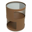 Приставной столик Jakobs, прозрачный/коричневый, сталь/закаленное стекло/кожа,  D45cm H50cm