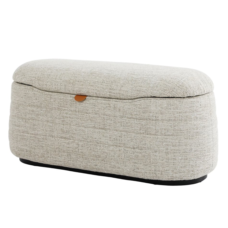 Pouf with storage Lannion 002, light taupe, H45x94.5x40cm