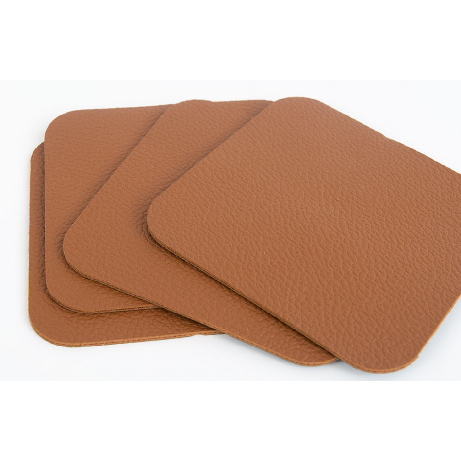 Coasters set , brown colour, leather imitation, 10x10cm