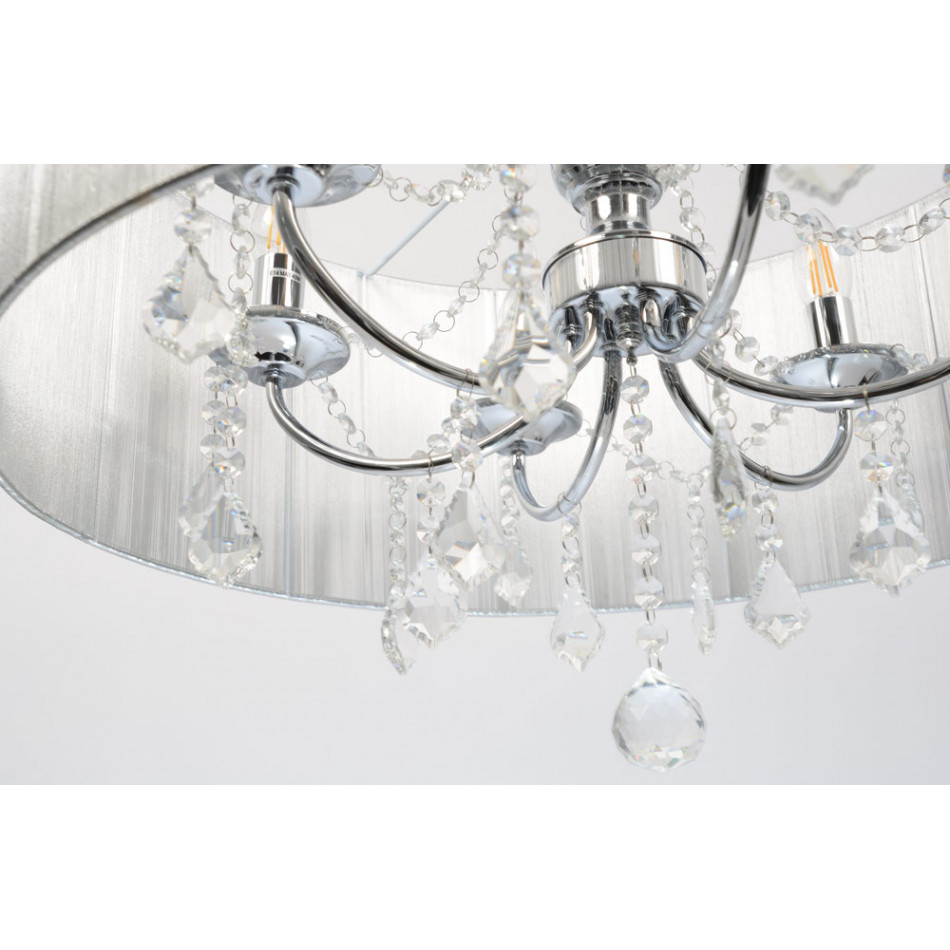 Pendant lamp MARI silver, H58-130cm, Ø-60cm E14 6x40W