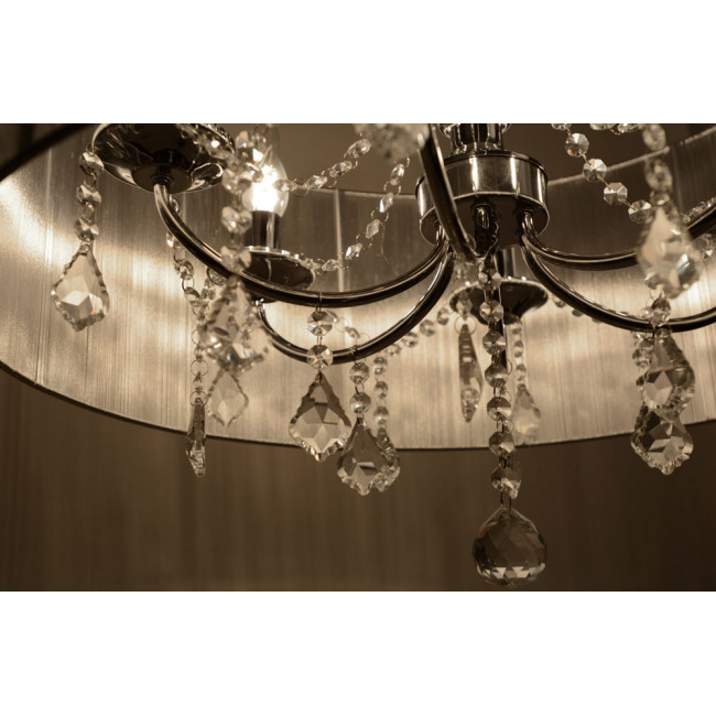 Pendant lamp MARI silver, H58-130cm, Ø-60cm E14 6x40W