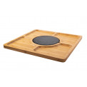 Бамбуковая сервировочная тарелка с каменной вставкой, 33x33см