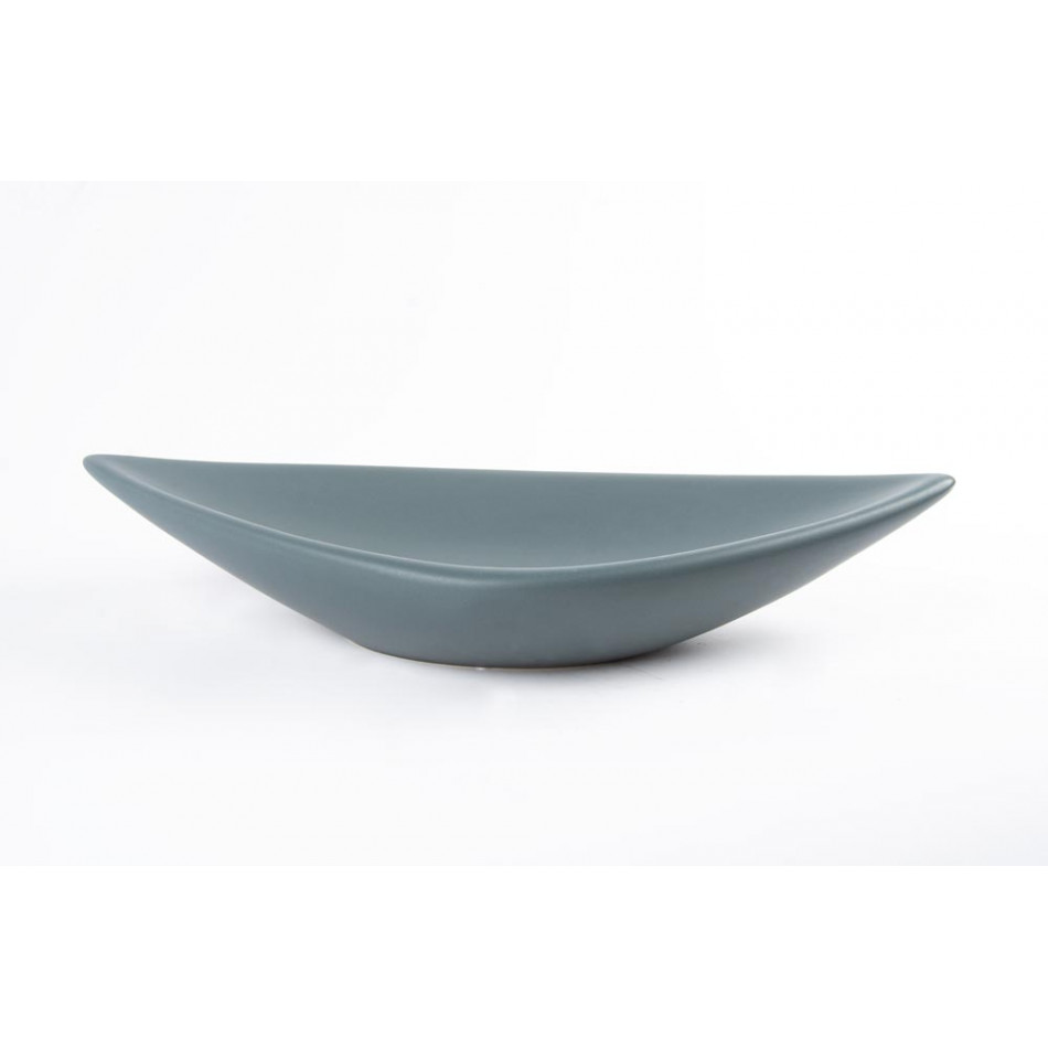 Decorative dish Leaf, grey matt, H5.5x41.5x22.5cm