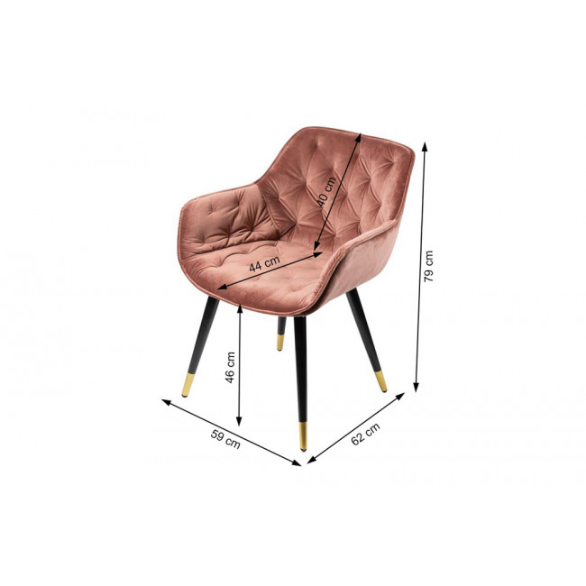 Chair Sarebourg, pink colour, H-80x60x60cm, seat H-45cm