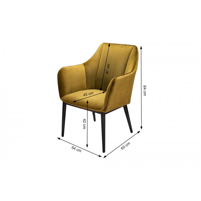 Atpūtas krēsls Sabara, sinepju, 67x65x H82cm, sēdvirmas augstums 40cm