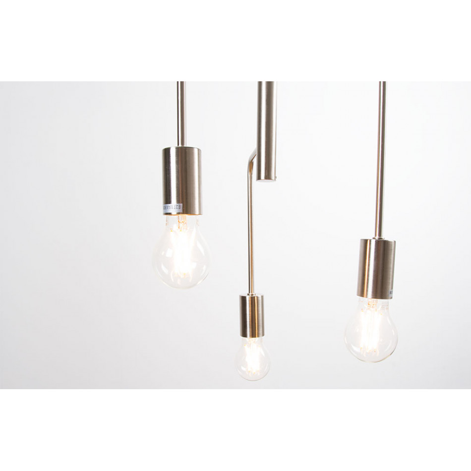 Pendant lamp Rauls, satin nickel, E27 3x60W (max), H-63-147cm, Ø-30cm