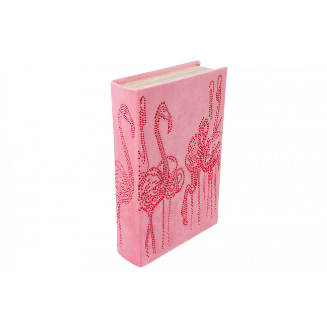 Book box Flamingo L, velvet, 33x22x7cm