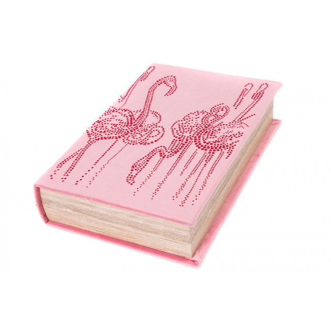 Book box Flamingo L, velvet, 33x22x7cm