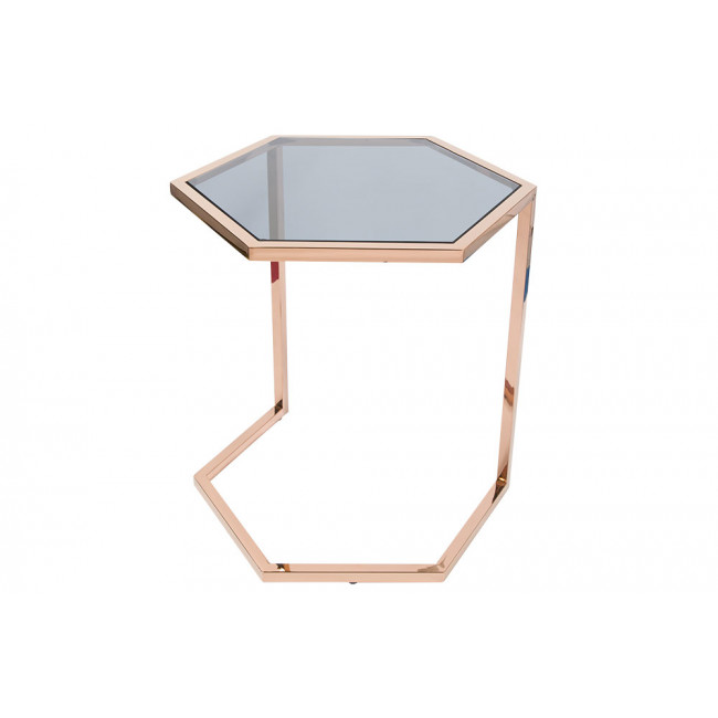 Столик Edsberg M, тонированное стекло / розовое золото, H55cm D47cm