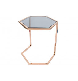 Side table Edsberg M, toned glass/rose gold, H55cm D47cm