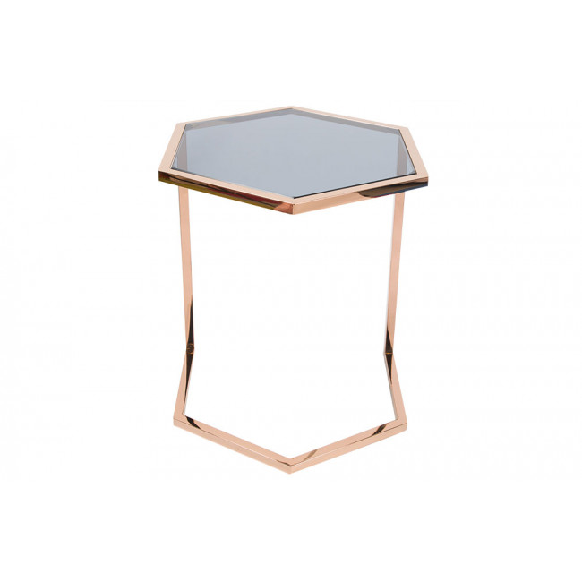 Sānu galdiņš Edsberg S, tonēts stikls/rozā-zelta, H50cm D41cm